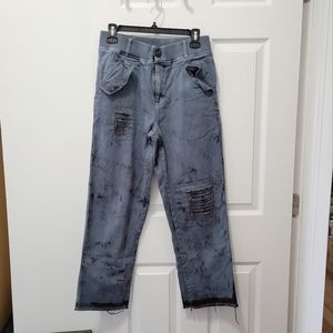 Free People distressed twill pants with elastic waist